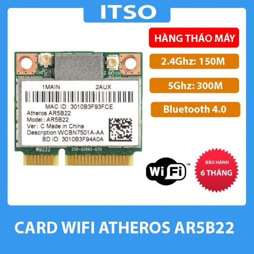 Card WIFI Atheros AR5B22 2.4Ghz và 5.0Ghz và Bluetooth 4.0