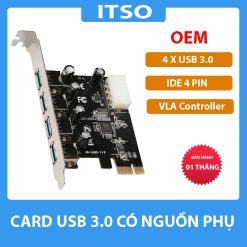 Card Mở Rộng USB 3.0 Từ Khe PCI E - 1 nguồn Phụ