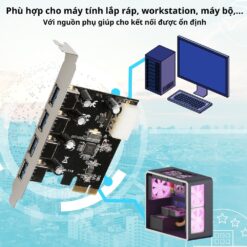 Card Mở Rộng USB 3.0 Từ Khe PCI E – 1 nguồn Phụ