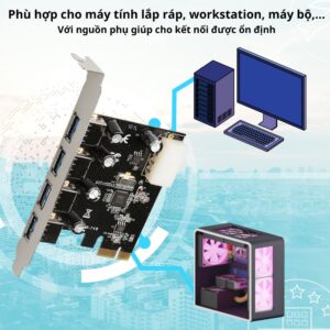 Card Mở Rộng USB 3.0 Từ Khe PCI E – 1 nguồn Phụ