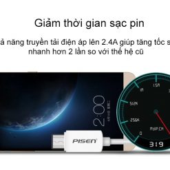 Cáp sạc Pisen USB Type-C 2A 1m - Hàng chính hãng