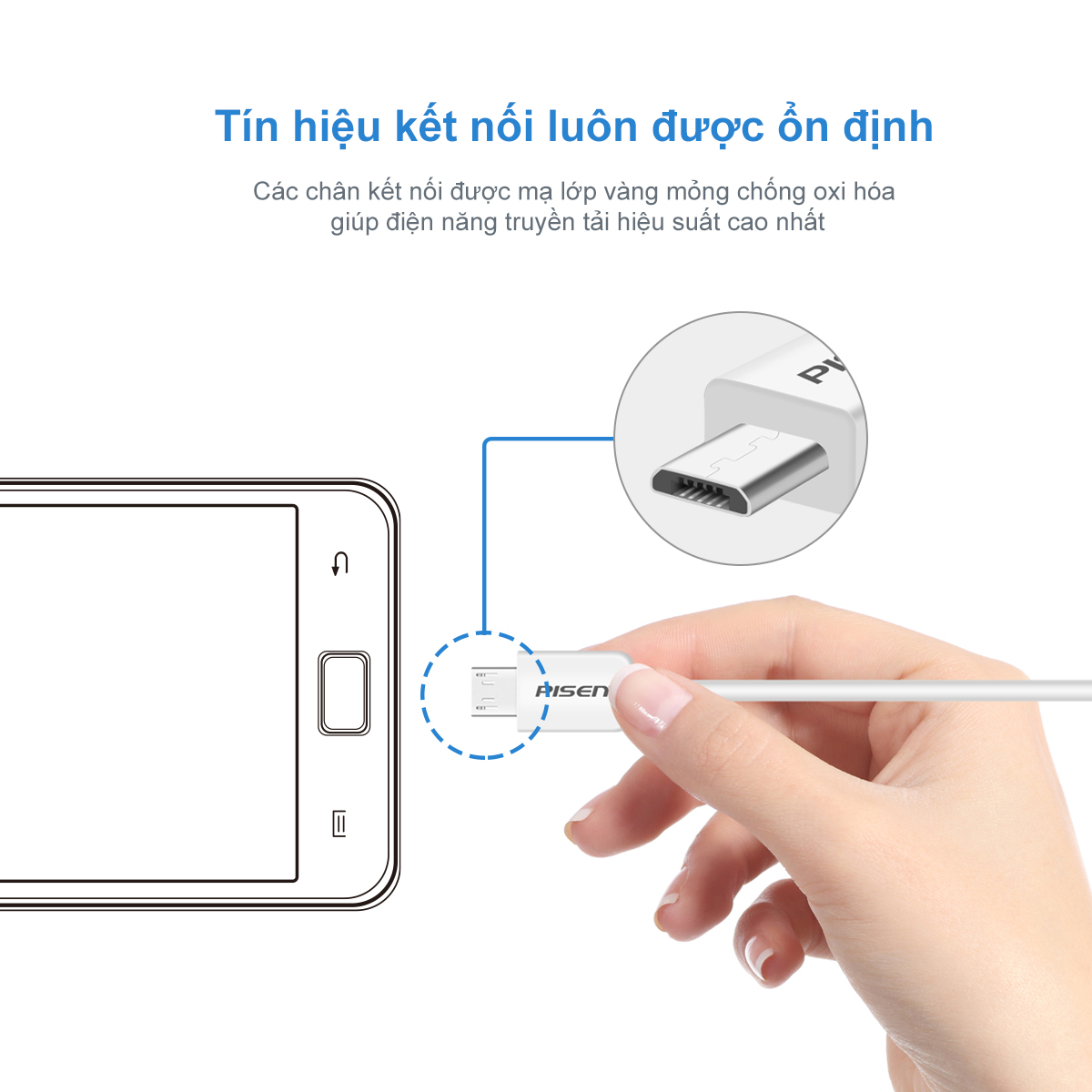 Cáp sạc Pisen MicroUSB (Moto 2A) 100cm - Hàng chính hãng