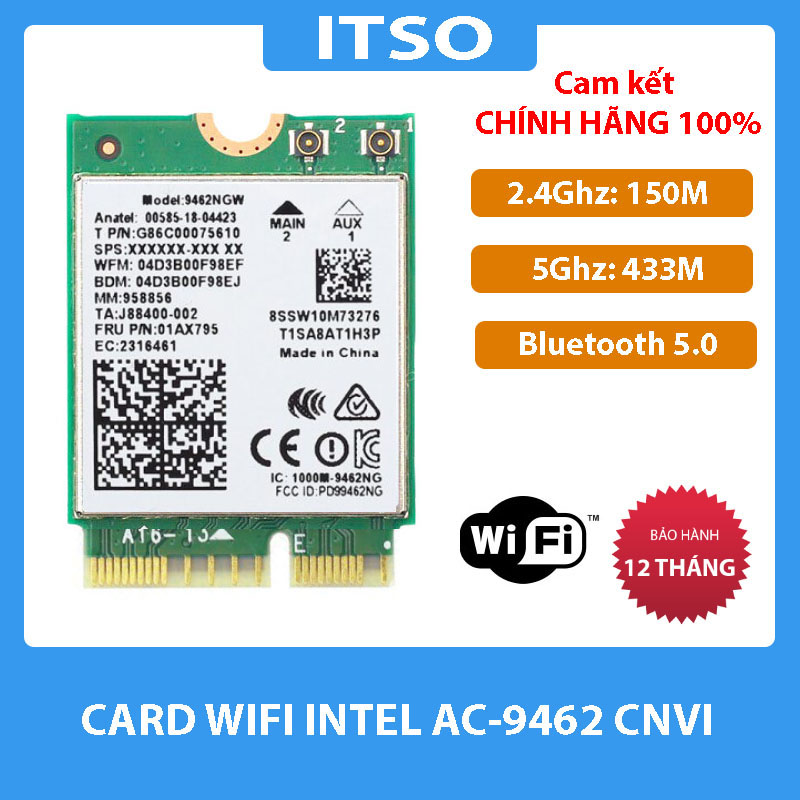 Card WIFI Intel AC-9462 khe M2 NGFF cho laptop