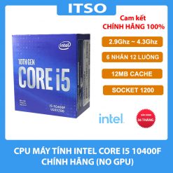 CPU máy tính Intel Core I5 10400F 2.9Ghz ~ 4.3Ghz 6 Nhân 12 Luồng 12MB 65W SK 1200 chính hãng