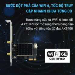 Card WIFI Intel WIFI-6E AX210 khe PCI tích hợp Bluetooth 5.4 có tản nhiệt