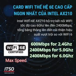 Card WIFI Intel WIFI-6E AX210 khe PCI tích hợp Bluetooth 5.4 có tản nhiệt