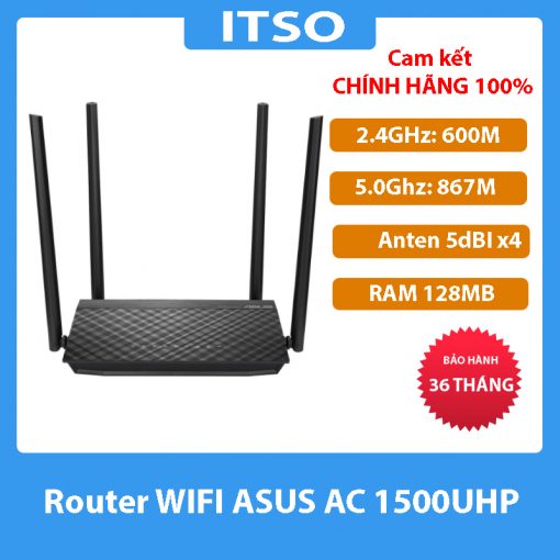 Router phát Wifi Asus RT-AC1500UHP Băng Tần Kép MU-MIMO