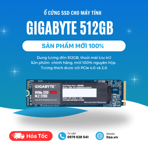 Ổ cứng SSD 512GB GIGABYTE M.2 NVMe PCIe 3.0 chính hãng