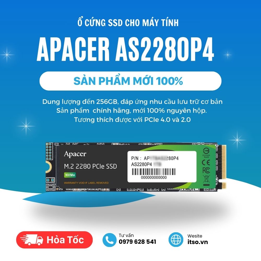 Ổ cứng SSD Apacer 256GB AS2280P4 M.2 PCIe 3.0 chính hãng Ổ cứng SSD Apacer 256GB AS2280P4 M.2 PCIe 3.0 chính hãng