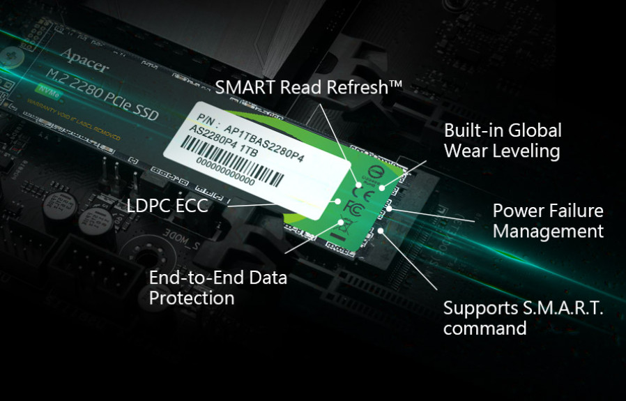 Ổ cứng SSD Apacer 256GB 512gb AS2280P4 M.2 PCIe 3.0 chính hãng