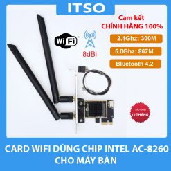 Card WIFI Intel AC 8260 khe PCI tích hợp Bluetooth 4.2 có tản nhiệt