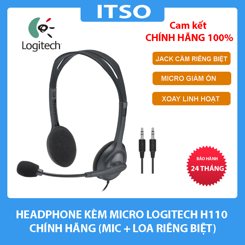 Tai nghe có micro Logitech Stereo Headset H110 chính hãng 1 Headphone Logitech Stereo Headset H110 chính hãng
