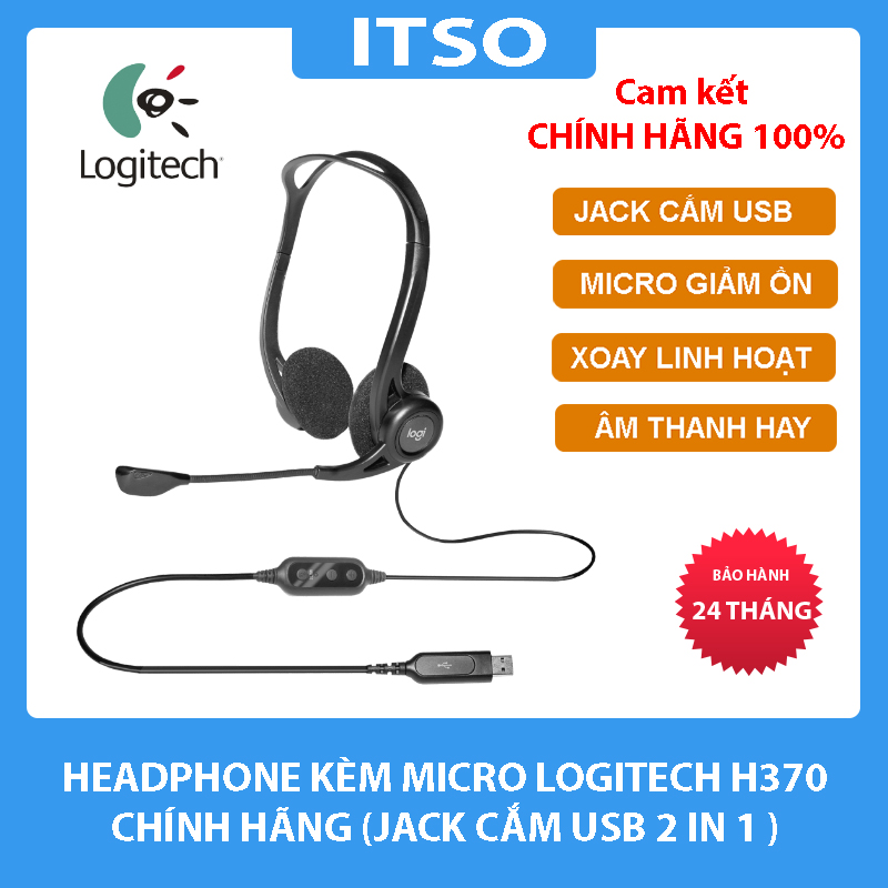 Tai nghe có micro Logitech Stereo Headset H370 chính hãng 1 Headphone Logitech Stereo Headset H370 chính hãng