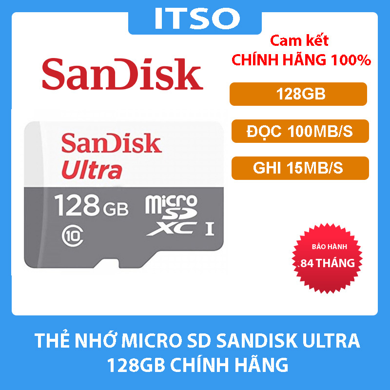 Thẻ nhớ SanDisk Ultra microSDHC 128GB chính hãng