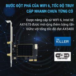 Card WIFI Intel Killer 6E AX1675 khe PCI tích hợp Bluetooth 5.3 có tản nhiệt