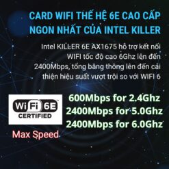 Card WIFI Intel Killer 6E AX1675 khe PCI tích hợp Bluetooth 5.3 có tản nhiệt