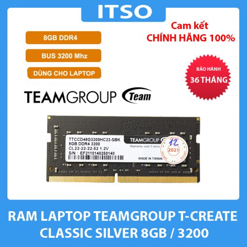 RAM Laptop Team Group T-Create Classic Silver 8GB DDR4-3200 (TTCCD48G3200HC22-S01)