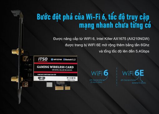 Card WIFI ITSO dùng chip Intel Killer 6E AX1675 chuyên game