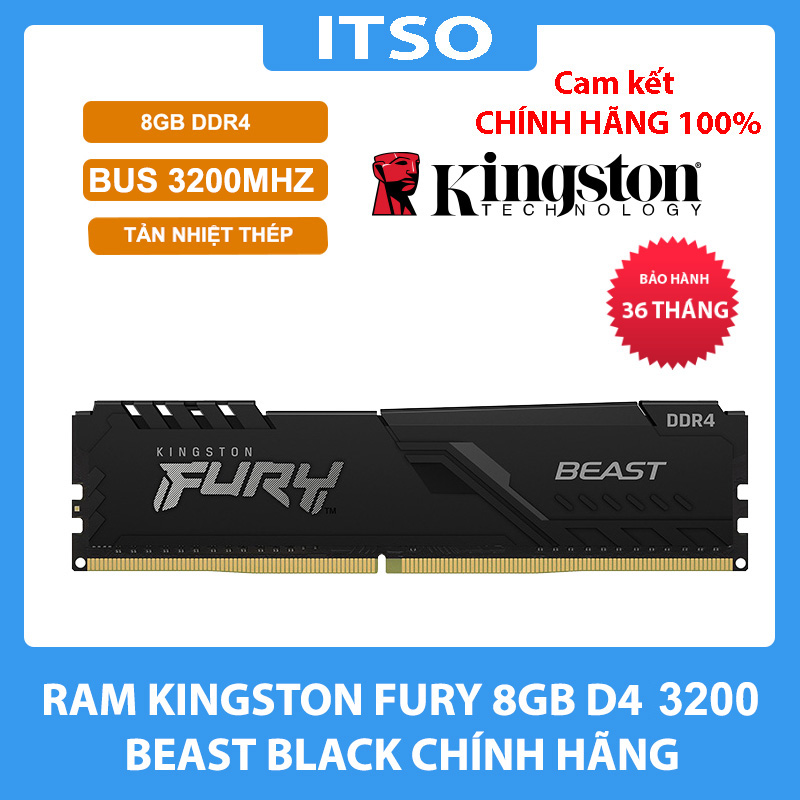 RAM Kingston Fury 8GB DDR4 Bus 3200 C16 Beast Black (KF432C16BB/8)