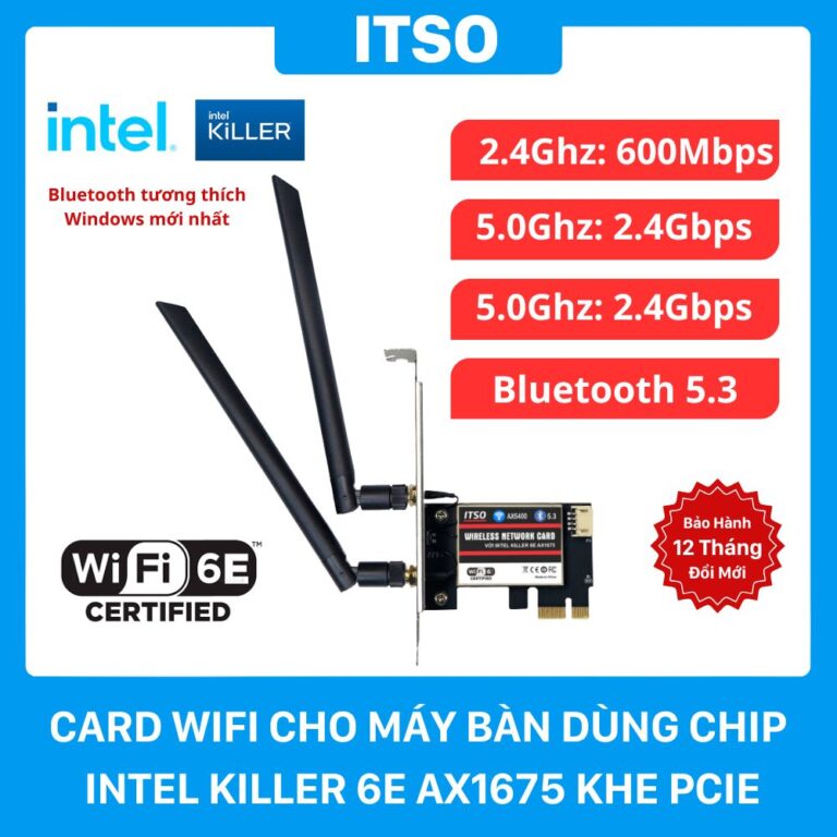 Card WIFI 6E Intel Killer AX1675 sử dụng khe cắm PCI - Tin học Nguyễn ...