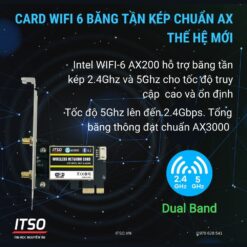 Card WIFI dùng chip Intel WIFI 6 AX200 khe cắm PCI dùng cho máy bàn