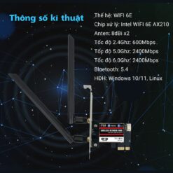 Card WIFI 6E Intel AX210 sử dụng khe cắm PCIe