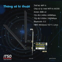 Card WIFI dùng chip Intel WIFI 6 AX200 khe cắm PCI dùng cho máy bàn