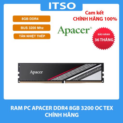 Ram máy tính Apacer DDR4 8GB 3200Mhz TEX tản thép chính hãng