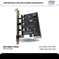 Card mở rộng 4 cổng USB 3.0 không cần nguồn phụ