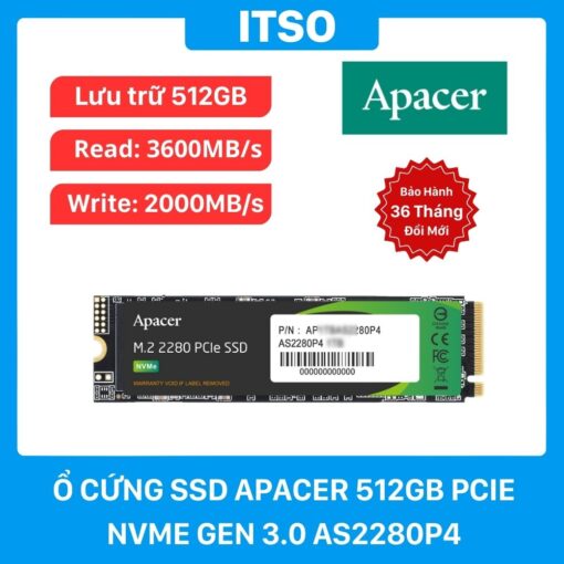Ổ cứng SSD Apacer 512GB AS2280P4 M.2 PCIe 3.0 chính hãng