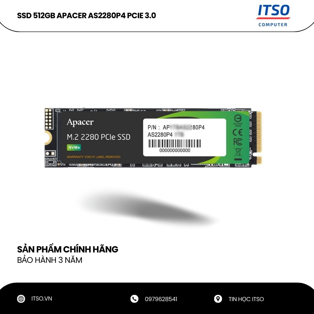 Ổ cứng SSD Apacer 512GB AS2280P4 M.2 PCIe 3.0 chính hãng