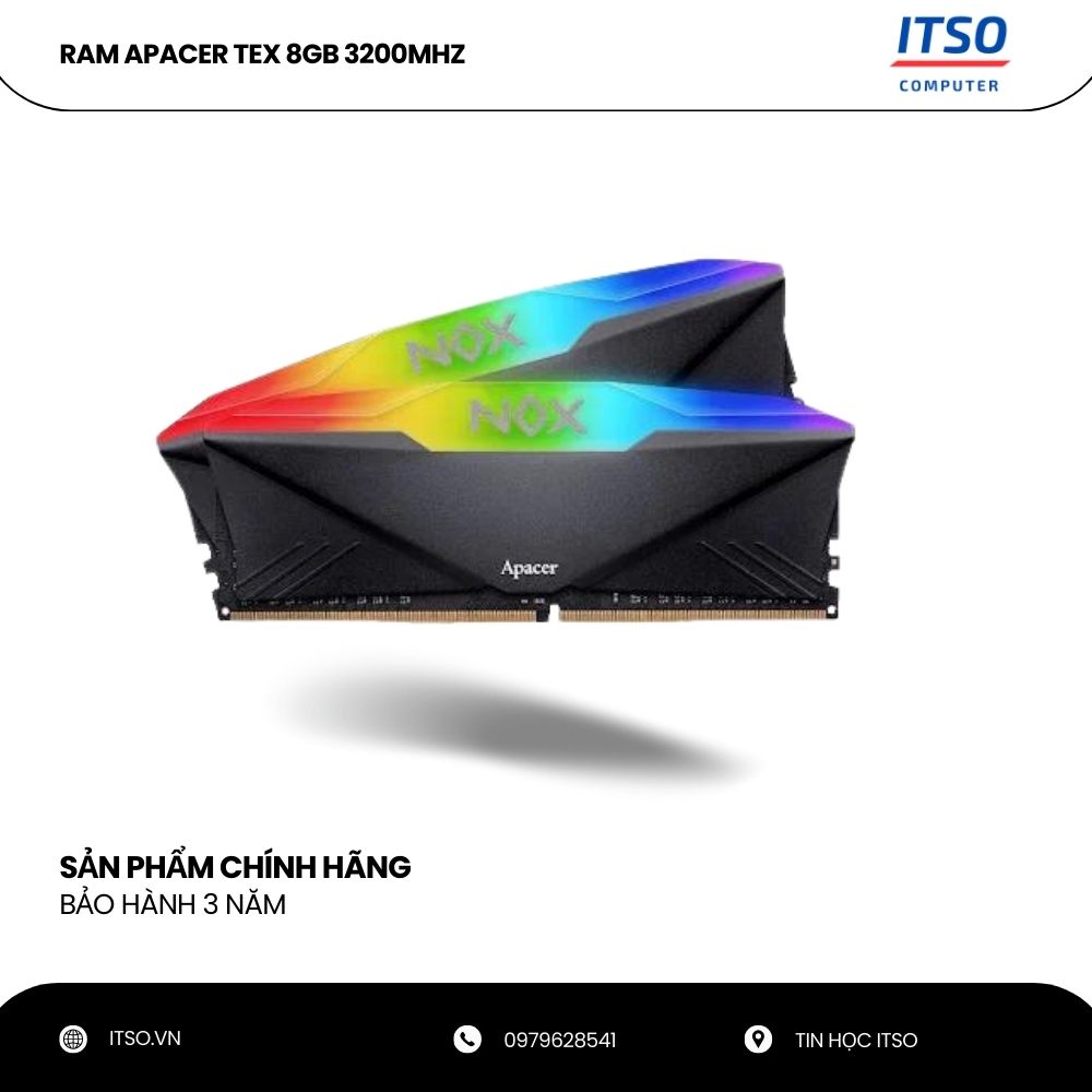 Ram Apacer 8GB DDR4 3200 NOX RGB AURA 2 chính hãng