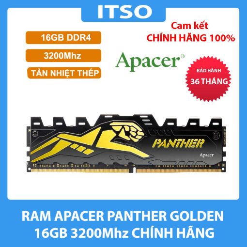 Ram Apacer DDR4 16GB 3200 Panther Golden chính hãng