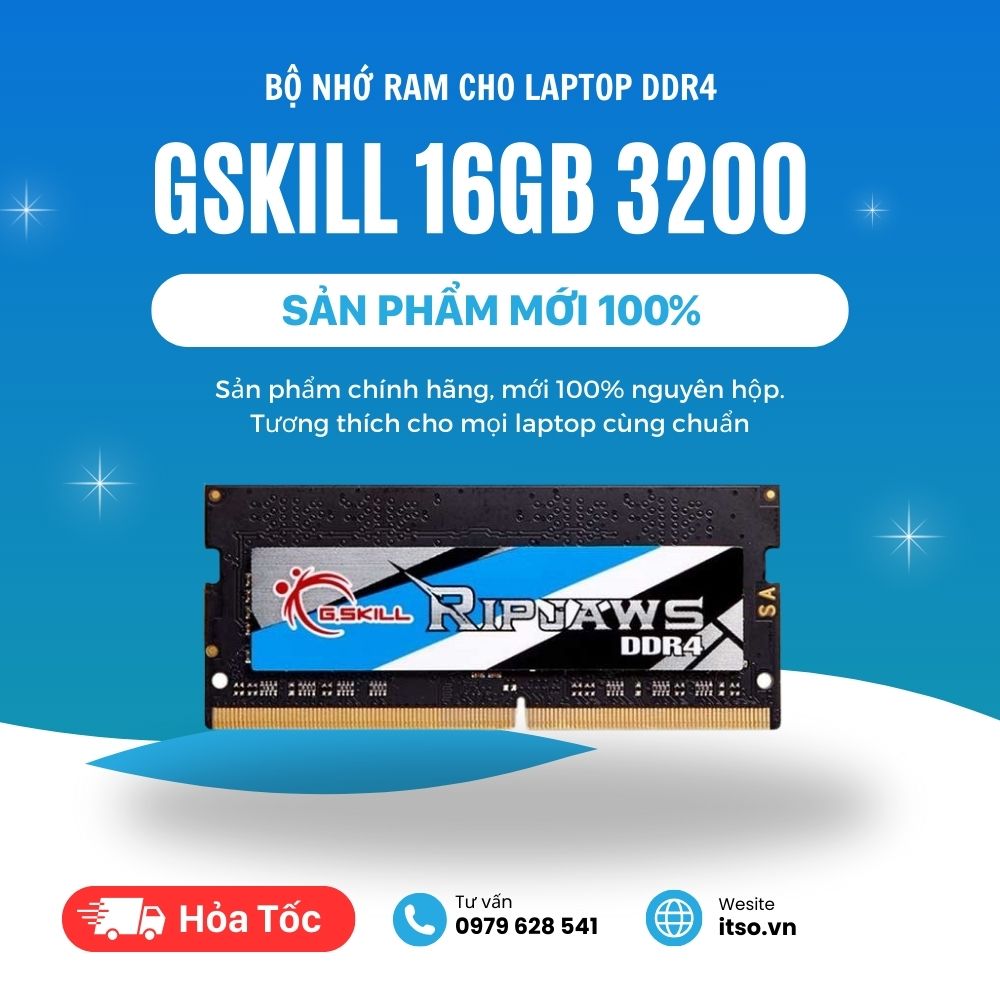 Ram laptop 16GB G.Skill Ripjaws DDR4 3200 chính hãng