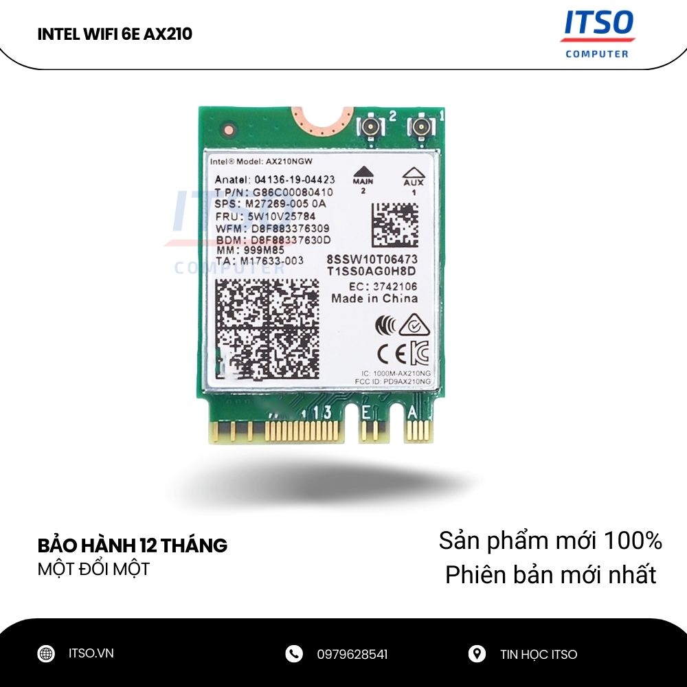 Bộ card WIFI 6E Intel AX210 dành cho Mini PC ASRock DeskMini B760