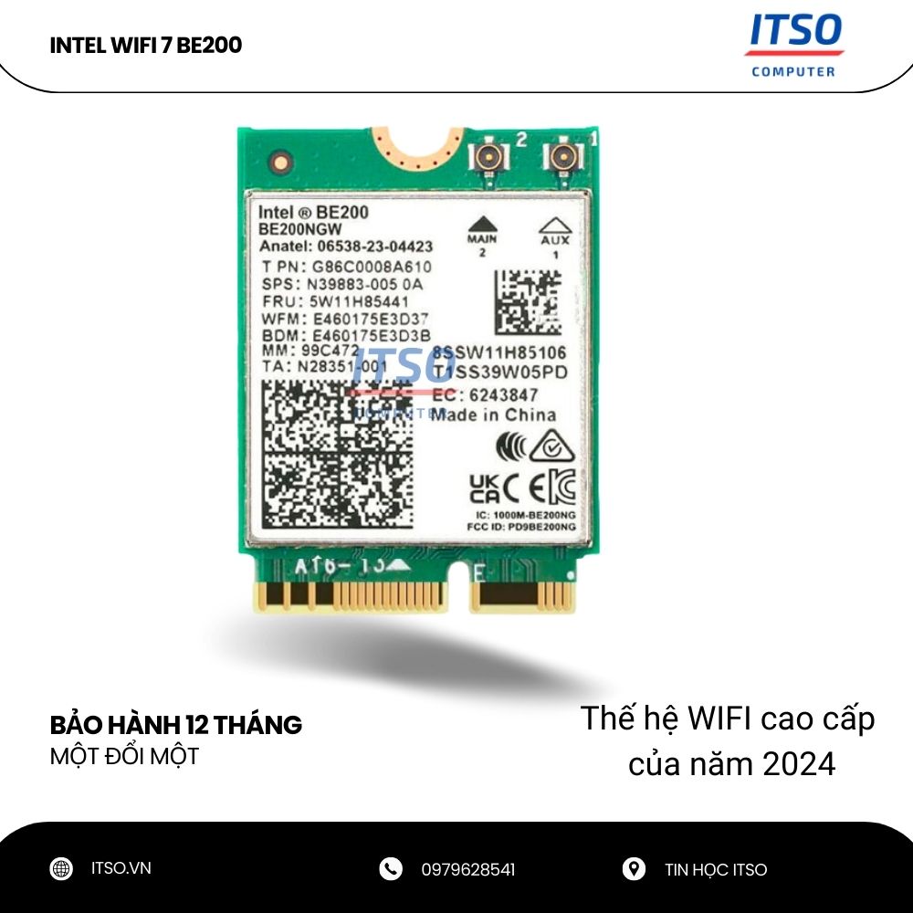 Card WIFI Intel WIFI-7 BE200 khe M2 NGFF chính hãng