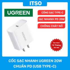 Cốc sạc nhanh UGREEN 20W USB Type-C chuẩn PD chính hãng
