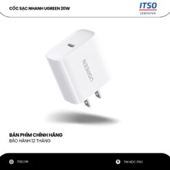 Cốc sạc nhanh UGREEN 20W USB Type-C chuẩn PD chính hãng