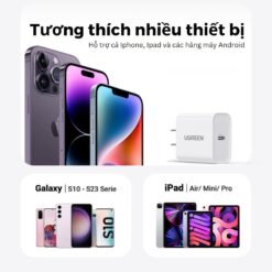 Cốc sạc nhanh UGREEN 20W USB Type-C chuẩn PD chính hãng