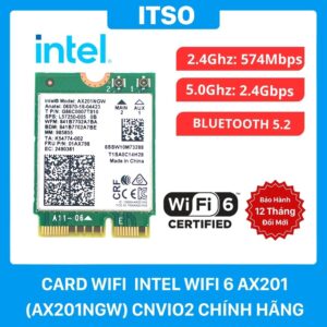 Card WIFI Intel WIFI-6 AX201 (AX201NGW) CNVIo2 khe M2 NGFF cho laptop