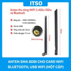 Anten thu sóng WIFI Bluetooth 8dBi (Lỗ bên trong)