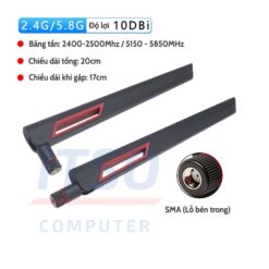 Anten thu sóng WIFI Bluetooth 10dBi (Lỗ bên trong) - Màu đỏ