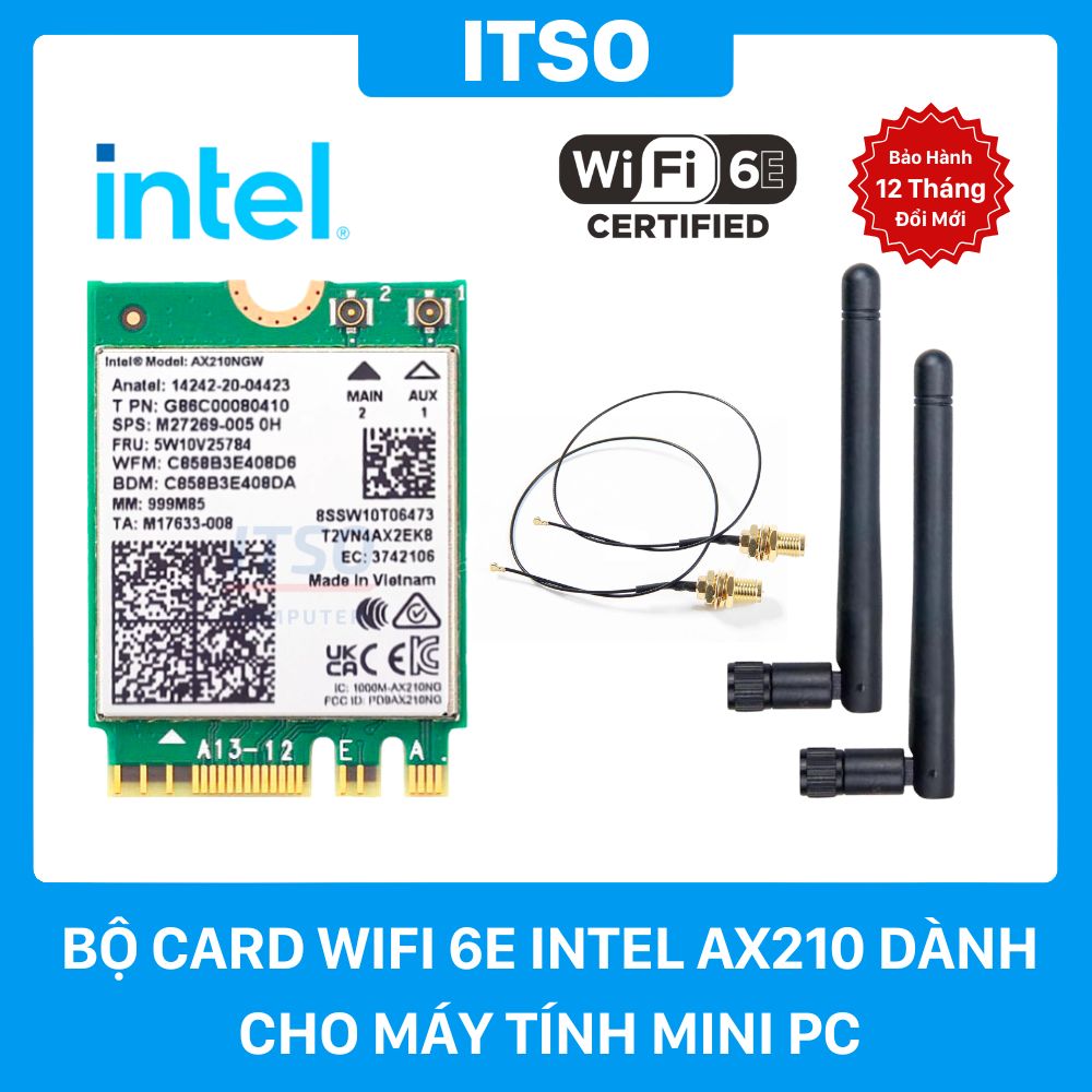 Bộ Card Wifi 6E Intel AX210 Dành Cho Mini PC