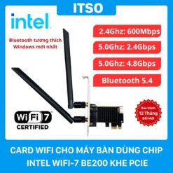 Card WIFI 7 Intel BE200 sử dụng khe cắm PCIe có tản nhiệt