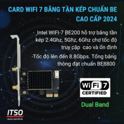 Card WIFI 7 Intel BE200 sử dụng khe cắm PCIe có tản nhiệt