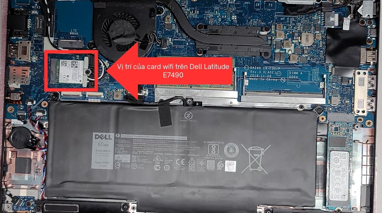 Thay card WIFI cho Laptop Dell Latitude E7490
