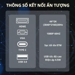 Bộ chuyển đổi USB TypeC ra HDMI+VGA+USB3.0+PD (4 in 1)