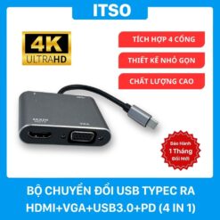 Bộ chuyển đổi USB TypeC ra HDMI+VGA+USB3.0+PD (4 in 1)