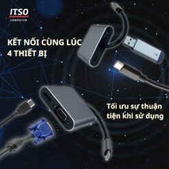 Bộ chuyển đổi USB TypeC ra HDMI+VGA+USB3.0+PD (4 in 1)