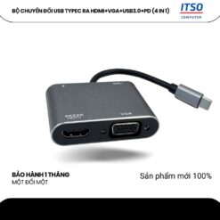 Bộ chuyển đổi USB TypeC ra HDMI+VGA+USB3.0+PD (4 in 1)